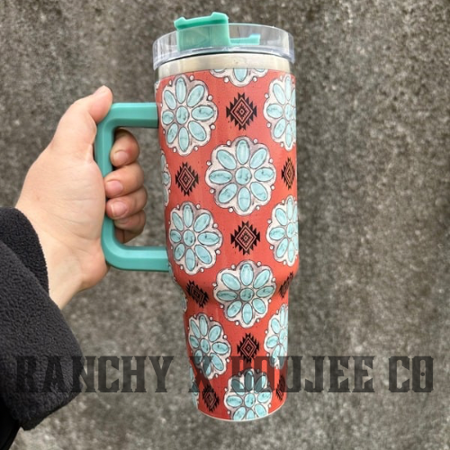 40OZ TURQUOISE & ORANGE TUMBLER