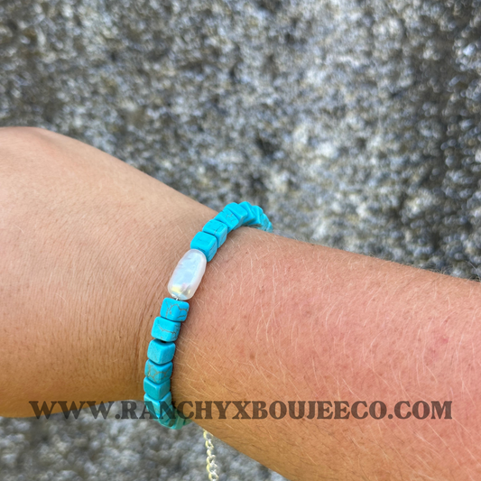 TURQUOISE & PEARL BRACLET