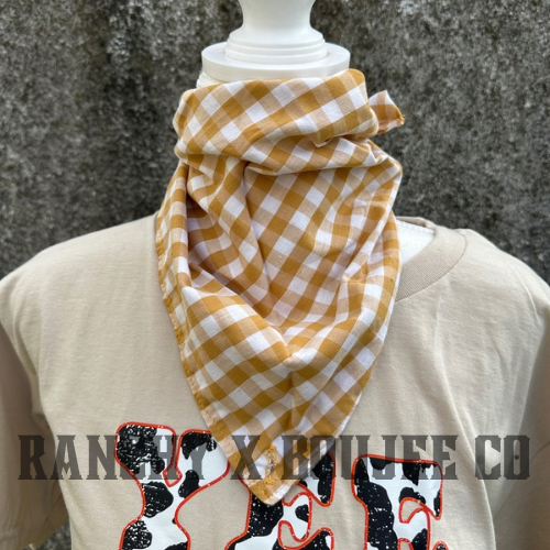 MUSTARD GINHAM NECK SCARF