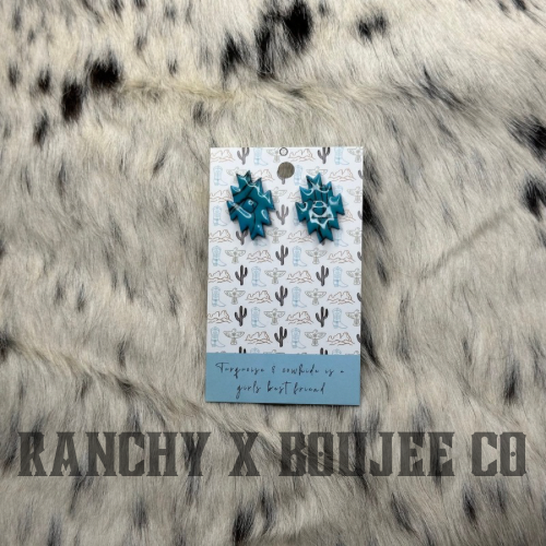 TURQUOISE CLAY AZTEC STUD