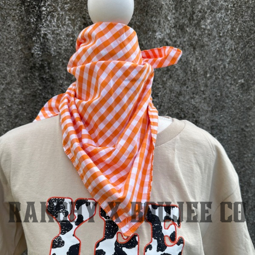 ORANGE GINHAM NECK SCARF